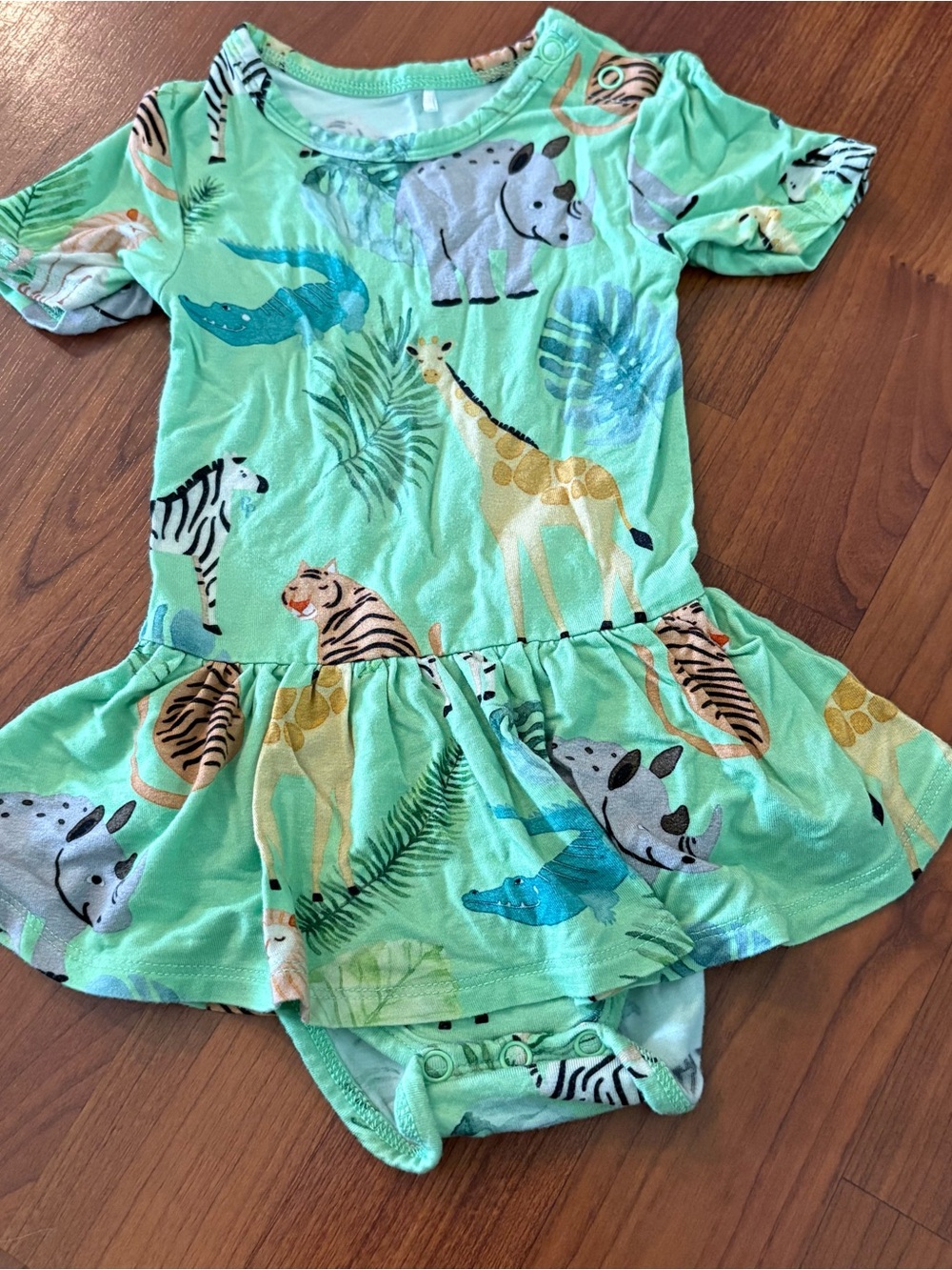 Posh Peanut Mint Green Jungle Animal Dress 6-12 months